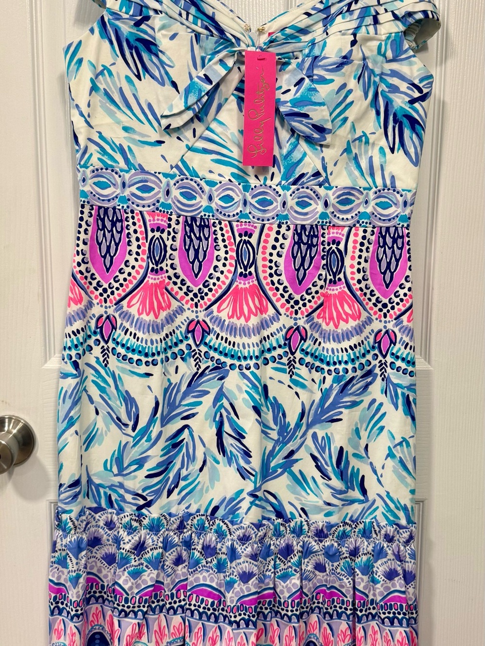 Lilly Pulitzer One-Shoulder Floral Maxi Dress in Blue & Pink - Picture 4 of 4